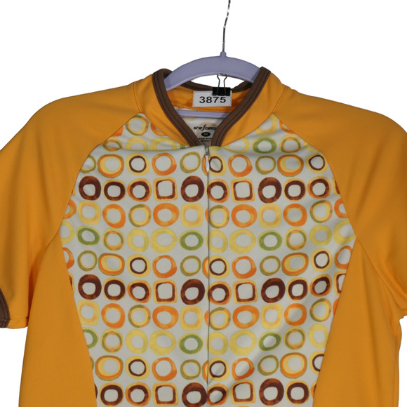 She Beest Orange Cycle Top Womens Medium Tee Shirt Active 1/2 Zip Bike Pockets - Picture 2 of 14
